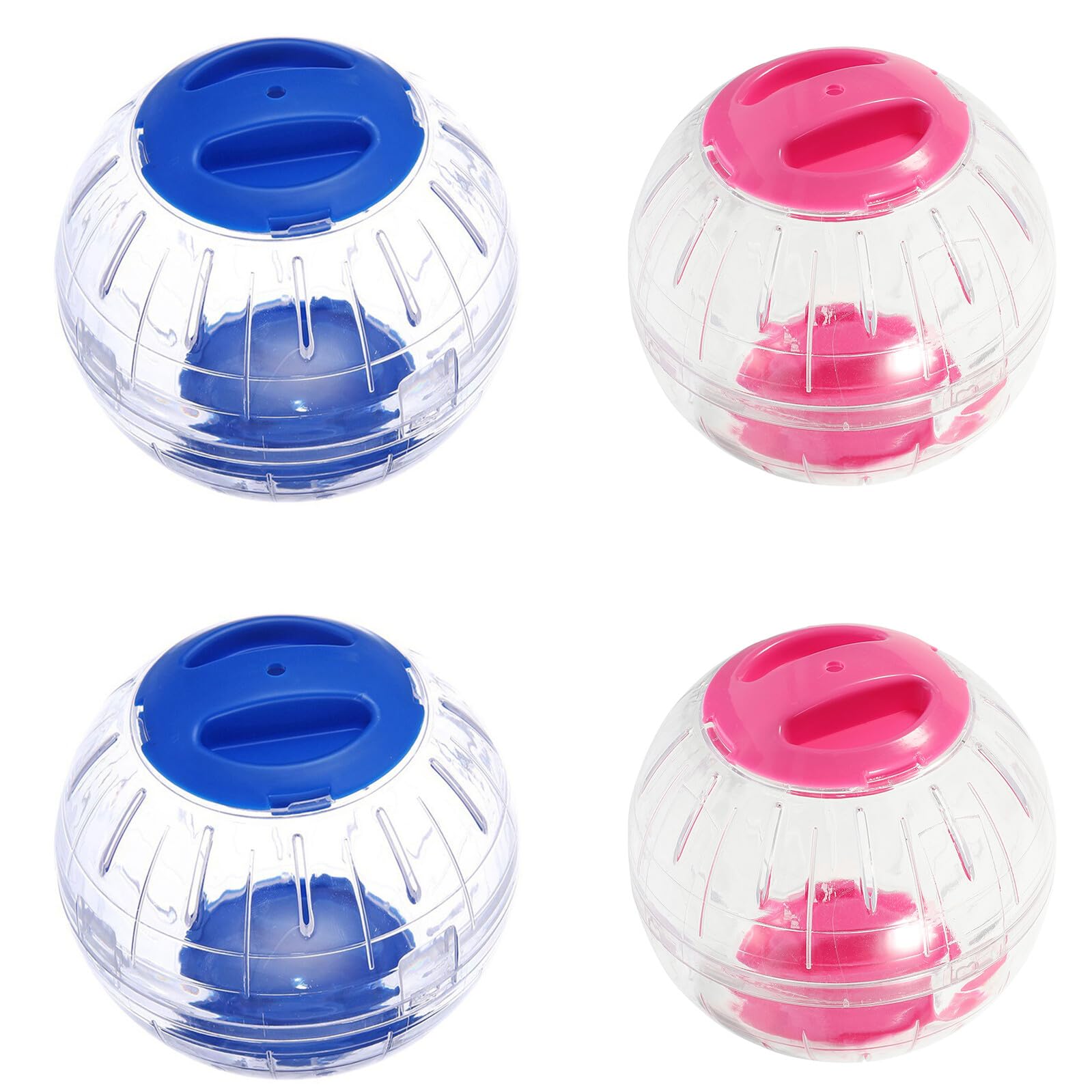VICASKY Boules d'exercice Transparentes pour Hamster 4 Pièces en Plastique | Observation Claire, Fonctionnement Silencieux, Format Rond Portable, Usage Intérieur pour Cochon D'inde