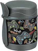 Howeemo 10oz Kids Soup Thermos - Leakproof Stainless Steel Food Jar with Spoon, Hot 6Hrs/Cold 8Hrs Insulated Lunch Container (Black Game Console)