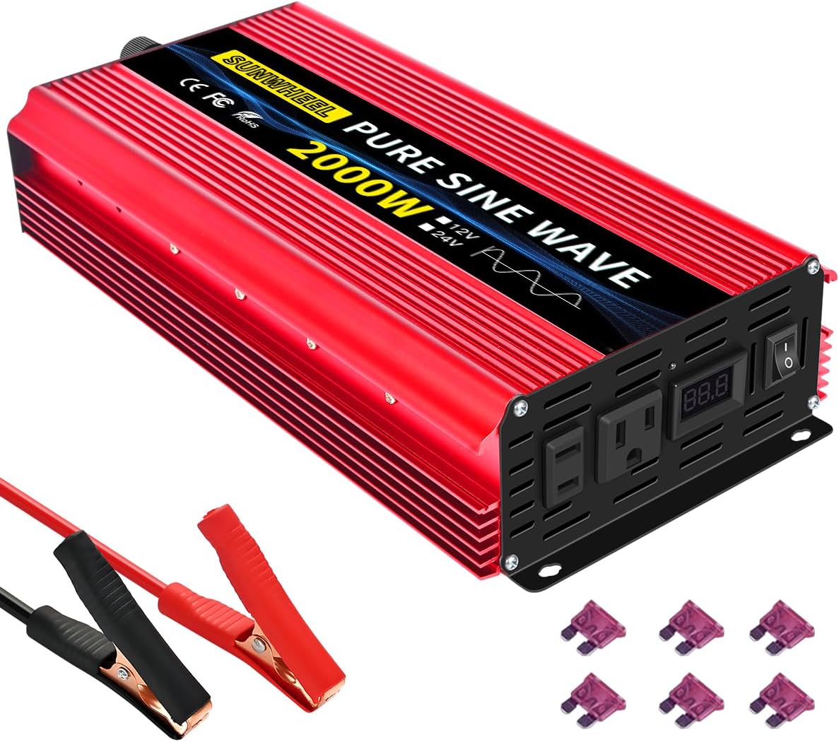 SUNWHEEL 2000 Watt Pure Sine Wave Power Inverter DC 12V to
