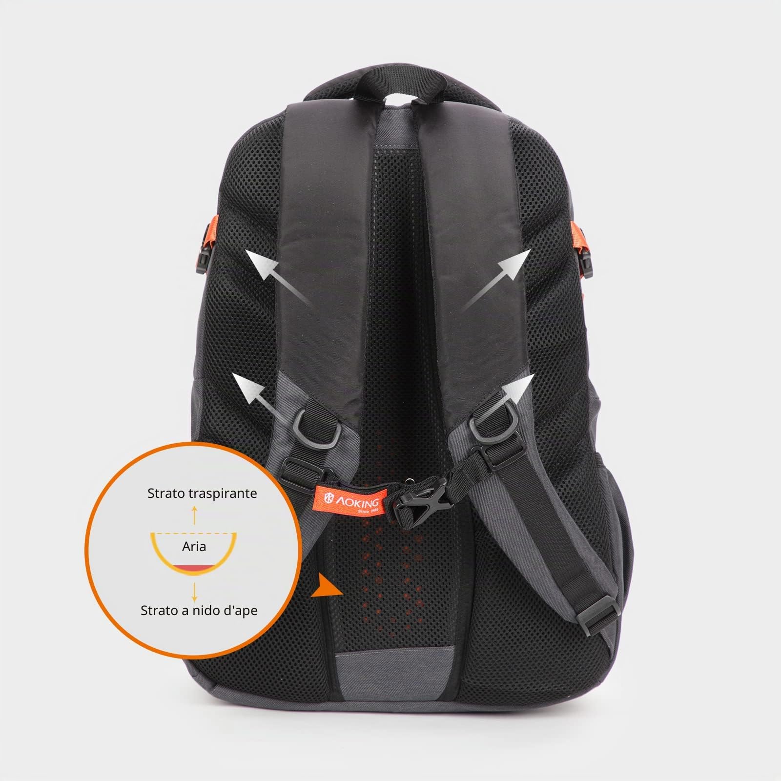 Aoking, serie SN57605, zaino per la scuola, zaino da città e da lavoro, 30 litri, per laptop fino a 17", impermeabile, Opzione (SN57605-7B): sistema elastico e a molla