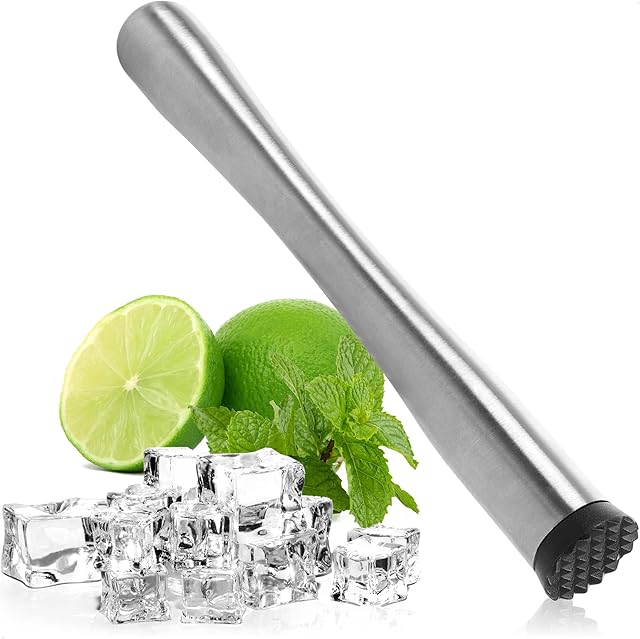 Robin Goods® Cocktail Muddler - Kruszarka do lodu ze stali nierdzewnej - Kruszarka do lodu - Zaprawa koktajlowa z plastikowa glówka - Wyciskacz do wapna - Akcesoria barowe (1 sztuka - tluczek)