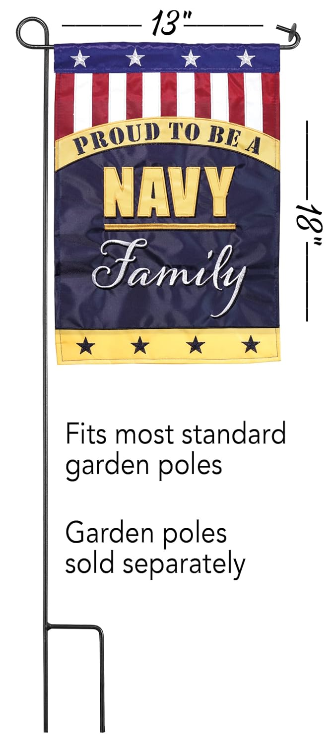 Dicksons Proud To Be A Navy Family 13 x 18 ポリエステル ガーデンフラッグ