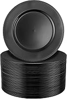 Vista 8 de Dandat Paquete de 50 platos de carga de 13 pulgadas, platos redondos de plástico con borde de cuentas, cargadores reutilizables, cargadores Dorado