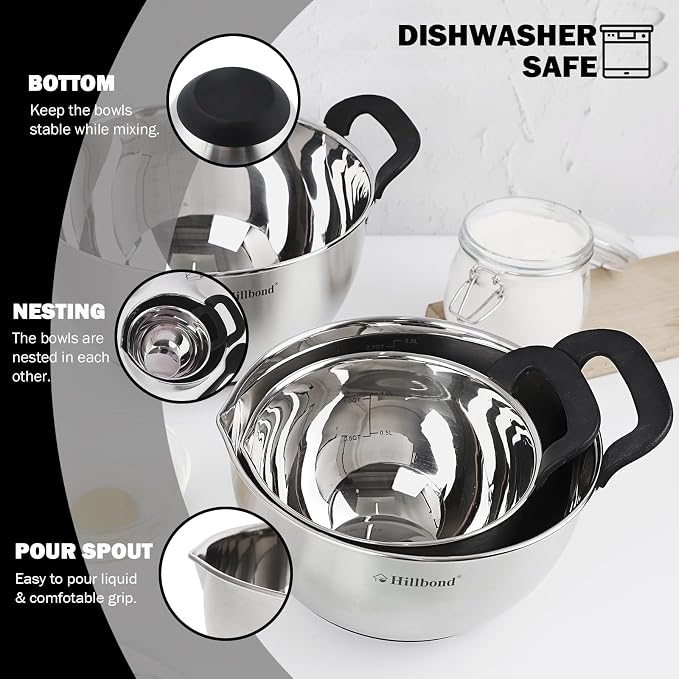 Set de 3 tazones de acero inoxidable con tapa negra miniatura 4