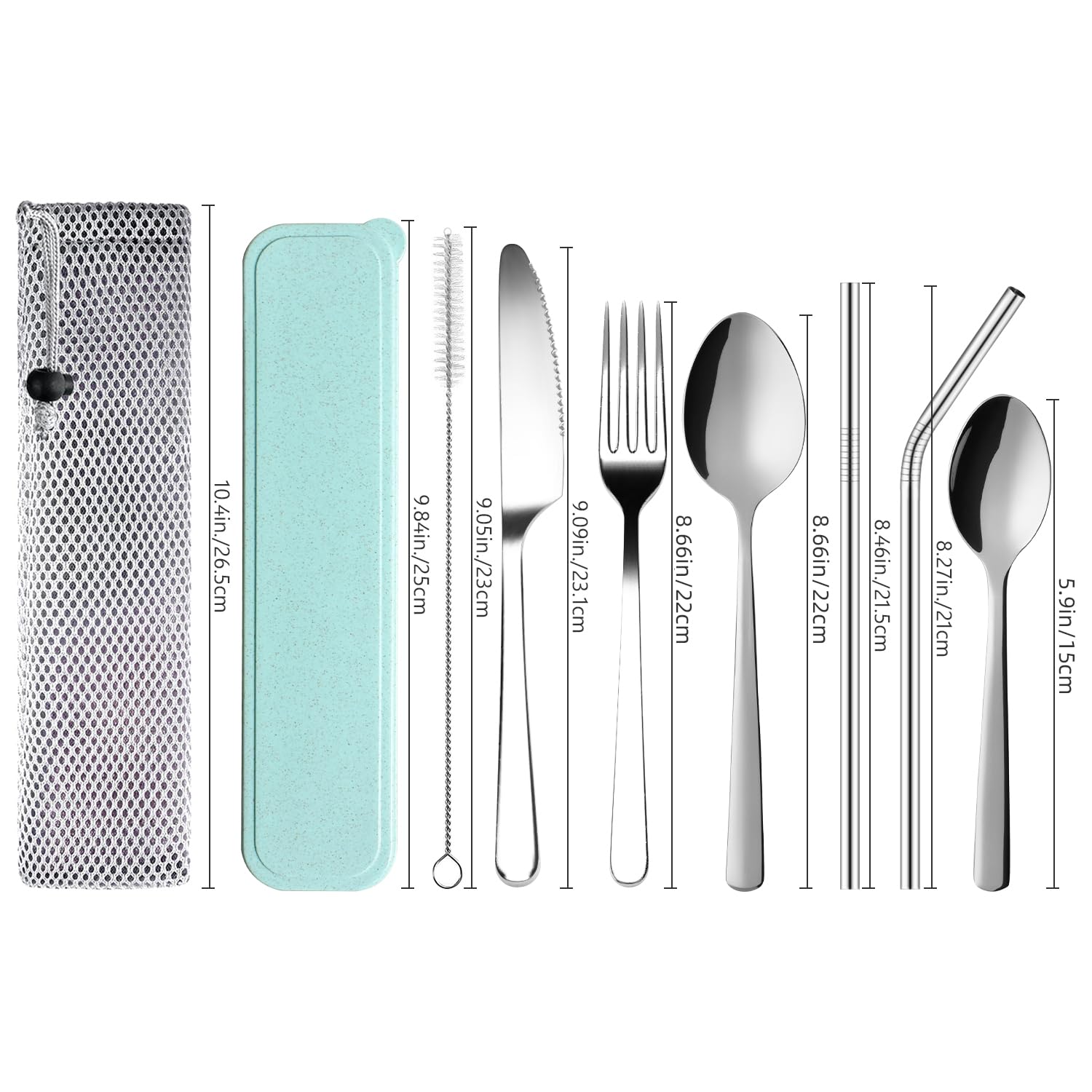 Stainless Steel Travel Cutlery Set with Case Camping Flatware