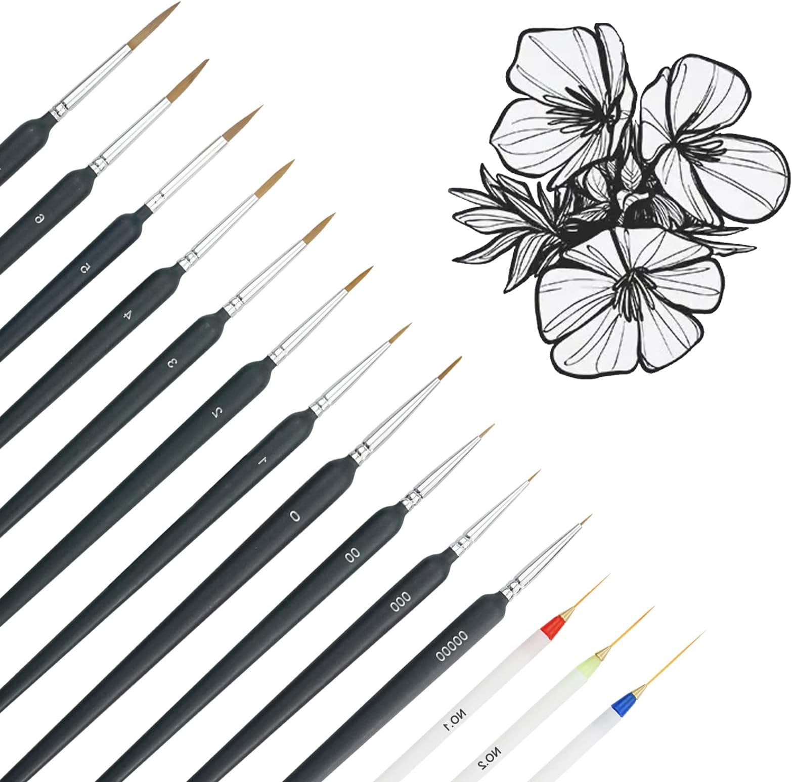 Annvchi Set Di Pennelli Fini,Set Di 9 Pennelli Acrilici Acrilici