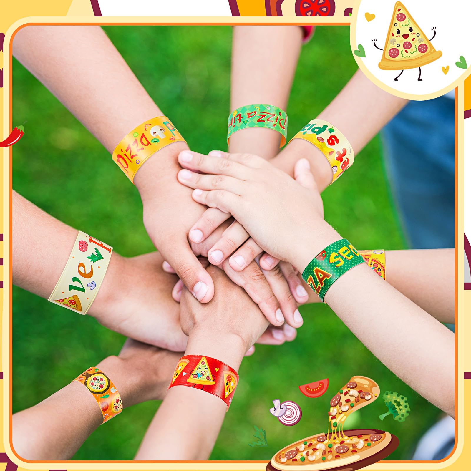 Buy Seenelling 48 Pcs Pizza Slap Bracelets Bulk Party Favors