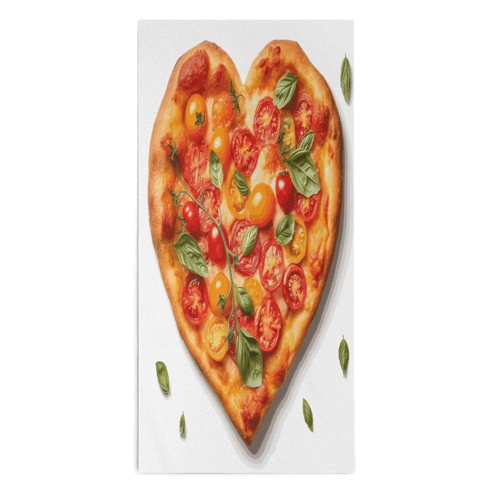 Btcowzrv Style Heart Shaped Pizza Bath Towel Beach Towels Shower Towel