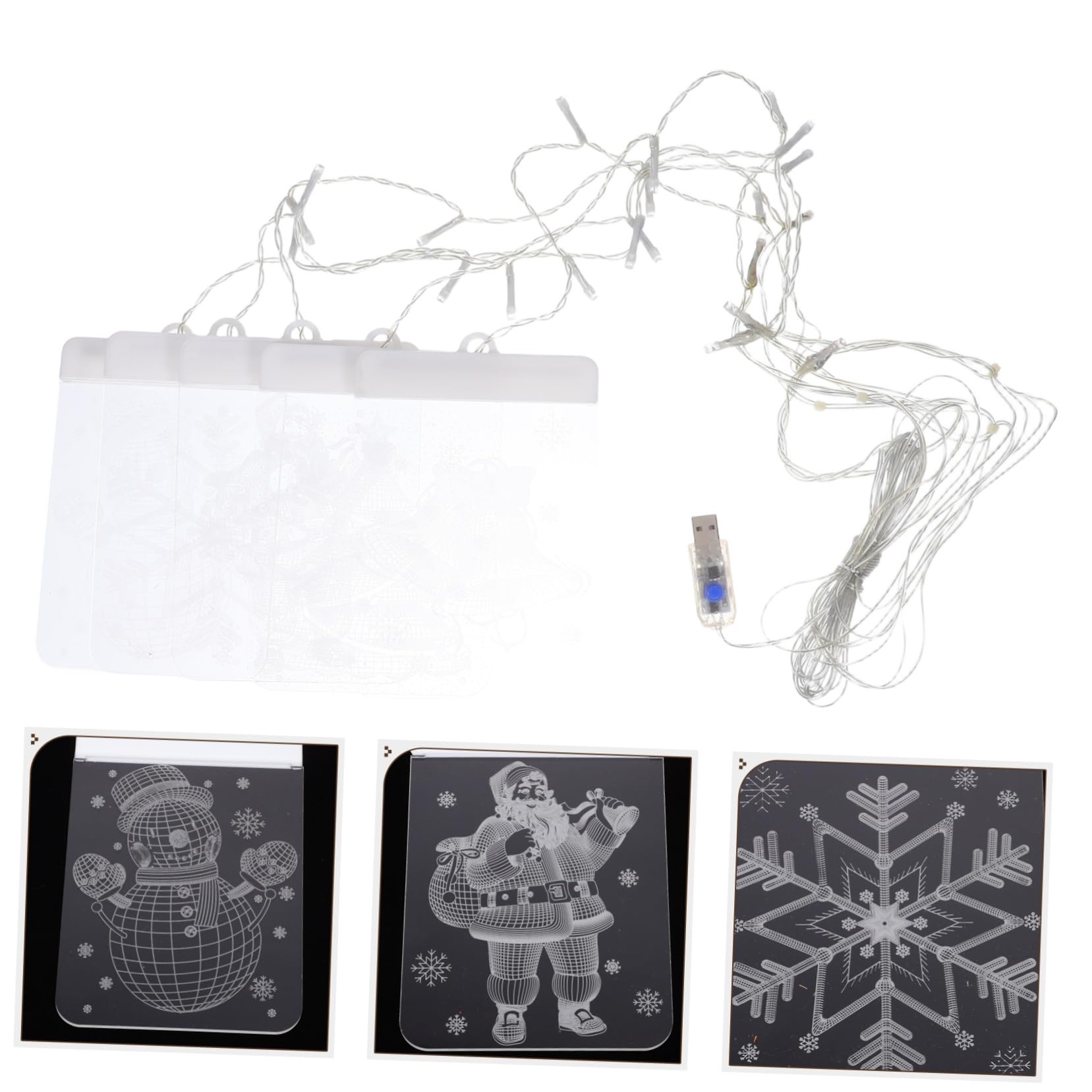 Ciieeo Guirlandes Lumineuses LED pour Fenêtre avec Bonhomme Flocons Télécommande Incluse Décoration de Noël Intérieure