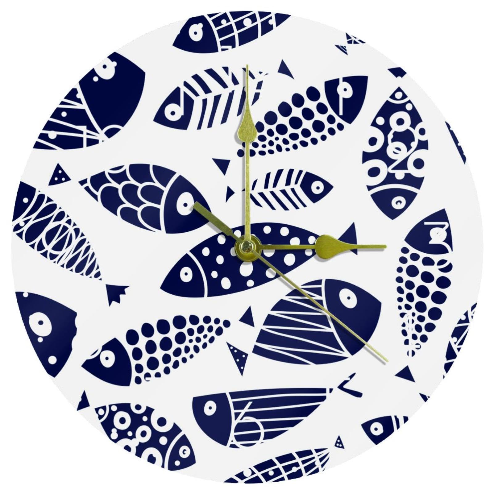 Horloge murale silencieuse poissons bleus pour instaurer une ambiance apaisante dans votre chambre