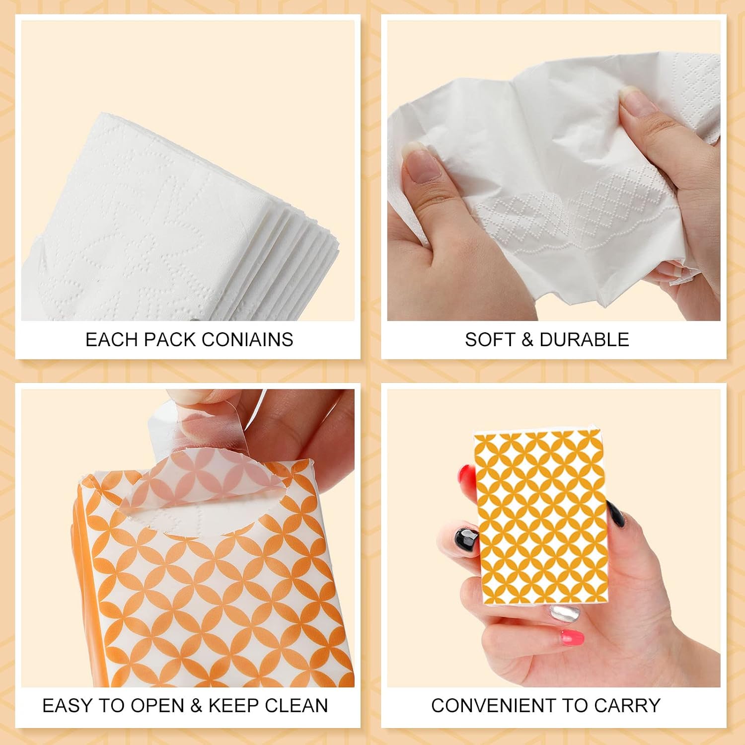 Thenshop 200 Packs Travel Tissues Bulk, 3 Ply Pocket Size 2000 Count image 2
