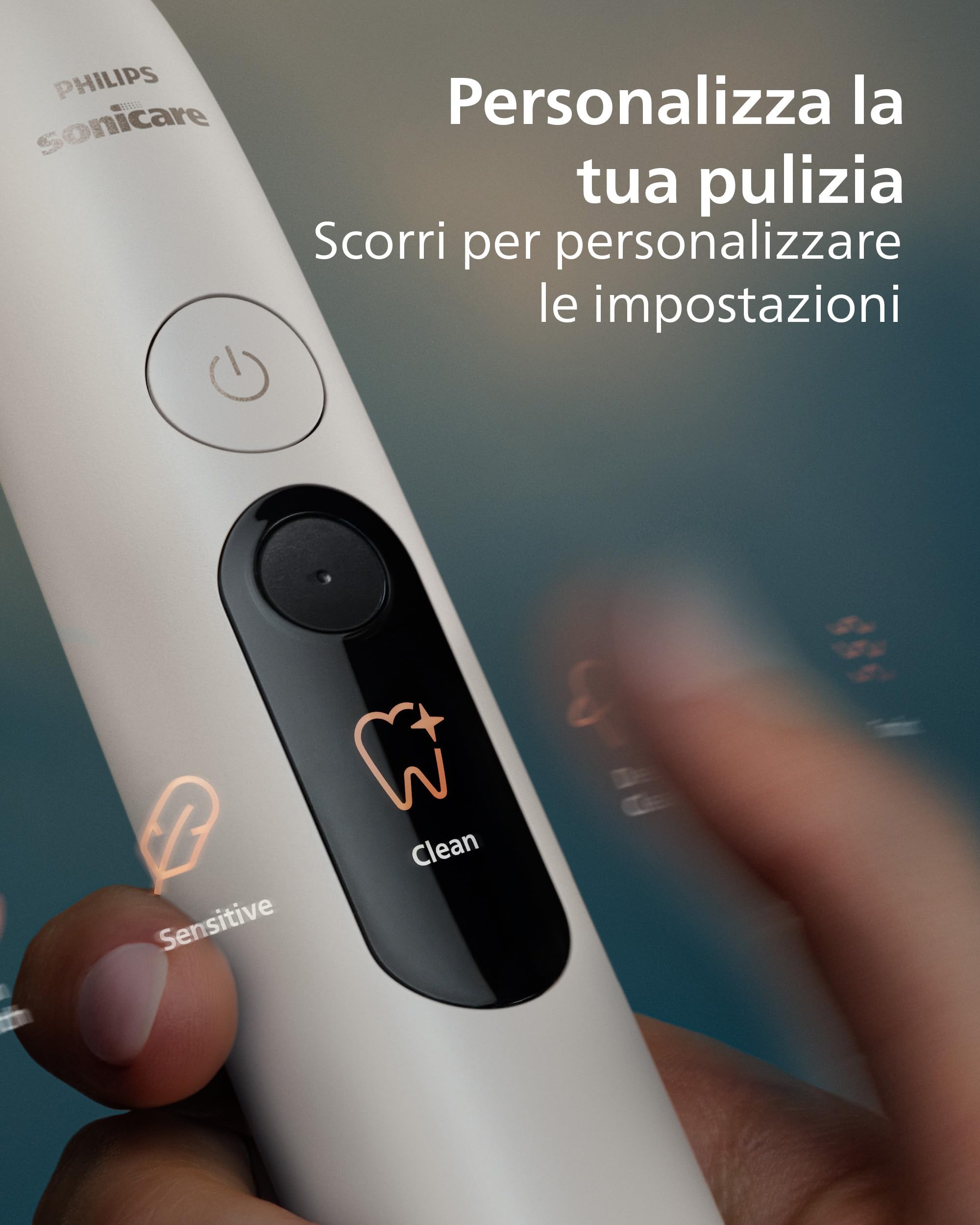 Philips Sonicare Next-Generation DiamondClean 8500 Spazzolino elettrico - con Feedback di pressione, 18 impostazioni, bianco polvere, HX8515/11