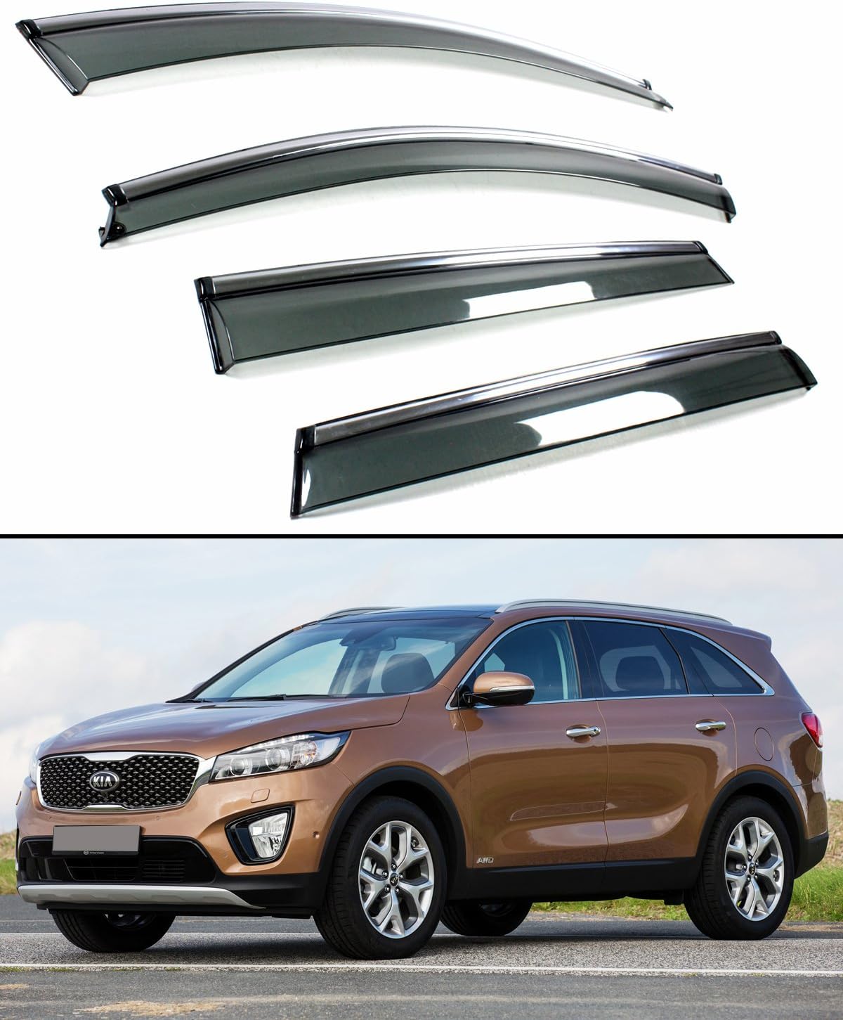 Fits for 20162019 KIA Sorento Clipon Type Smoke Tinted