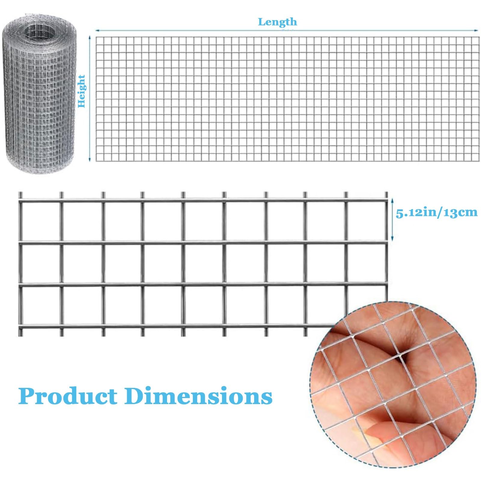 Malla Electrosoldada Galvanizada 1mm de Malla Mallas para Gallinero | 13x13mm para Bloquea el Acceso de Ratones Ardillas Pájaros(1.2x3m/3.94x9.84ft)