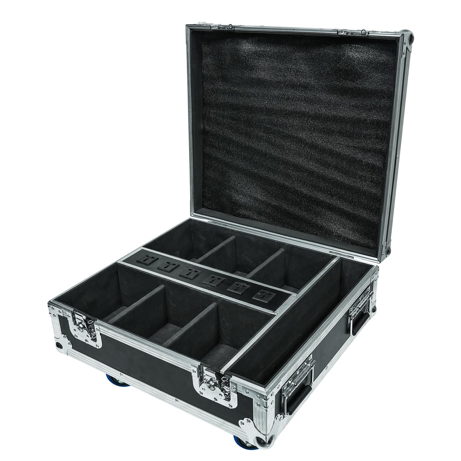 Wiederaufladbarer Flightcase für LED Par Akku, 6-in-1 RGBWA+UV Bühnenlicht | 9600mAh, App-Steuerung, LED-Scheinwerferakku, mit DMX und Fernbedienung, geeignet für Partys und Bars