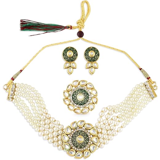 Green Enamel Kundan Choker Set