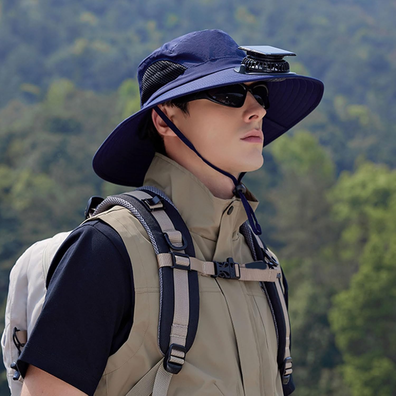 Solar Fan Hat Lightweight Breathable with Built-in Cooling for Fishing Hiking Outdoor Travel