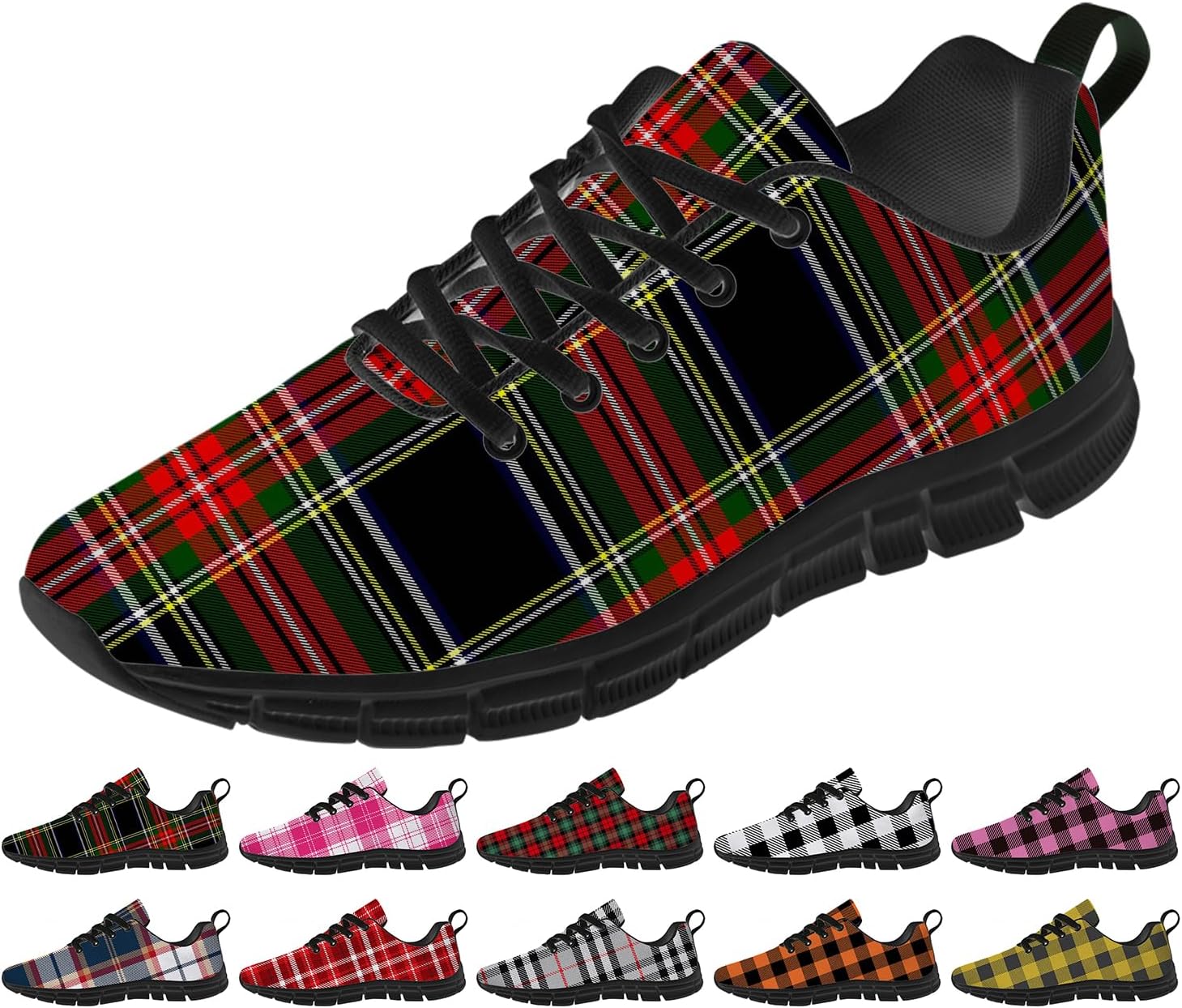 Generic Plaid Shoes for Women Men Tennis Shoes Lightweight Running Walking Sneakers Gifts for Him Her