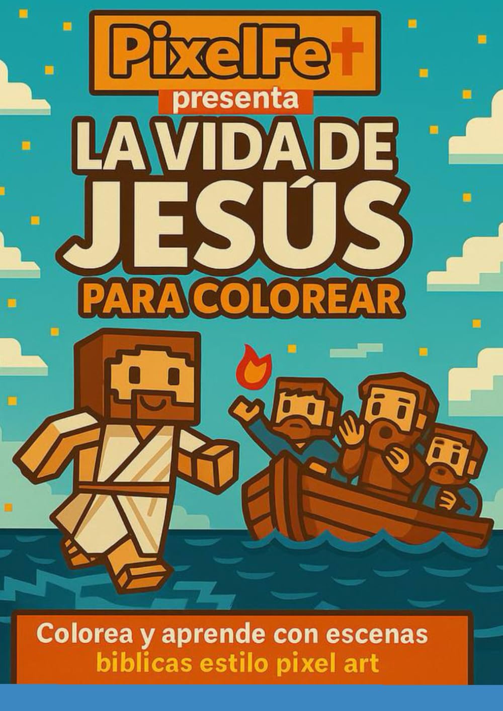 La vida de Jesús para colorear: Colorea y aprende con escenas bíblicas estilo pixelart