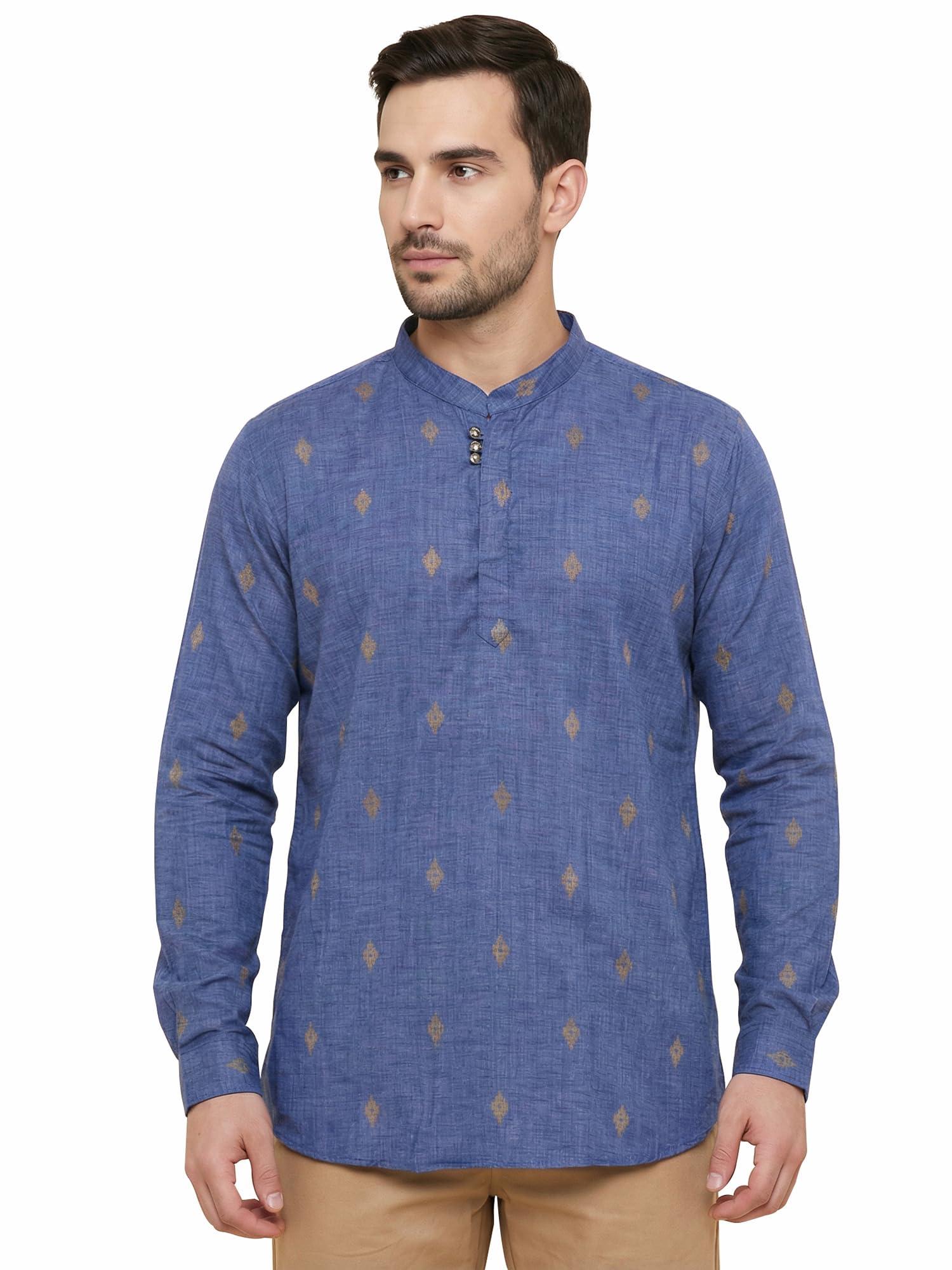 kuons avenue Men’s Lyocell Short Kurta | Tailored Fit with Full Sleeves and Mandarin Collar | Ethnic Casual Kurta-picture-26