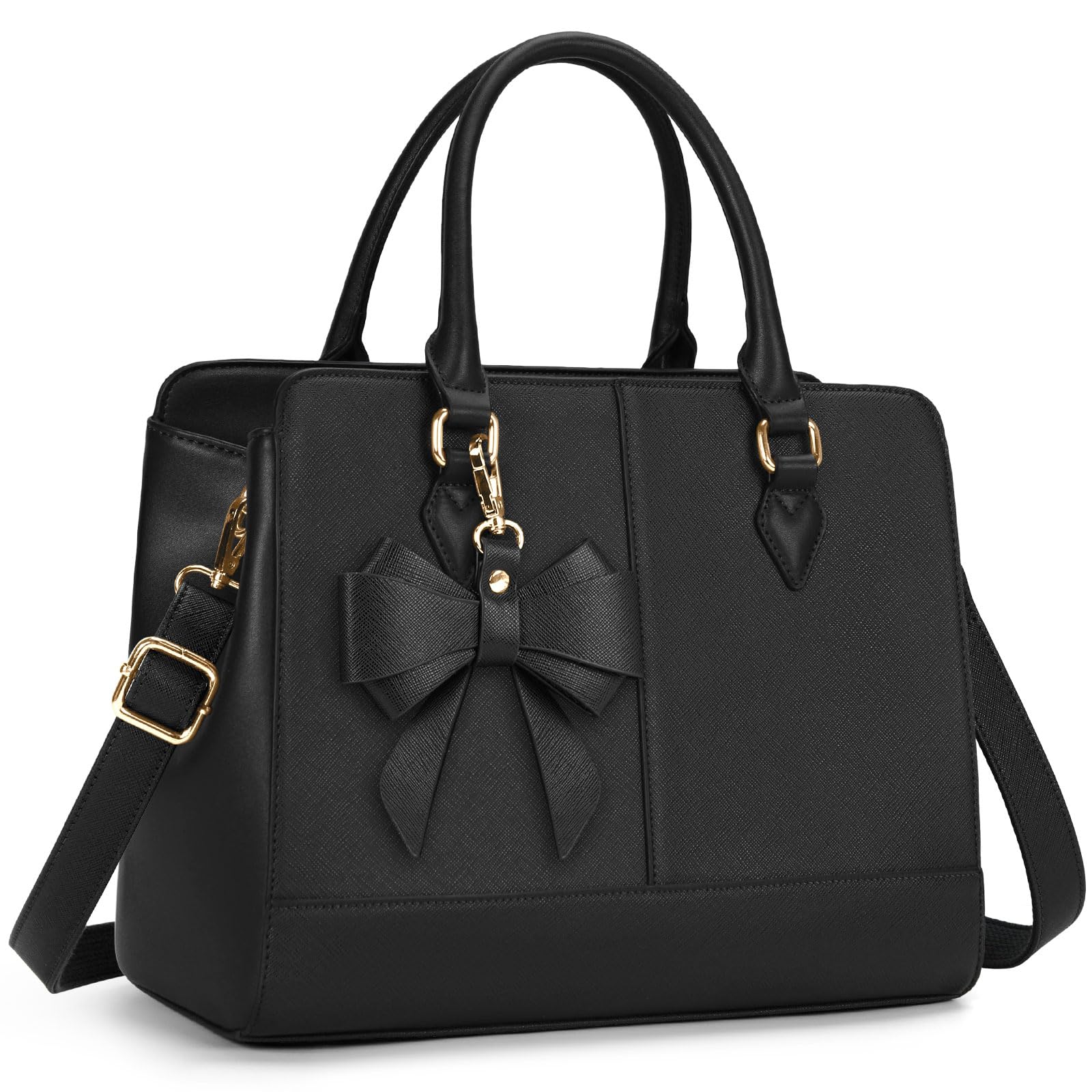 RAINSMORE Borsa a Mano Donna Media Pelle PU Borsa Lavoro Donna Borsetta a Spalla Borse Tracolla Ufficio Shopping Bag Tote Firmata 13 Pollici Nero