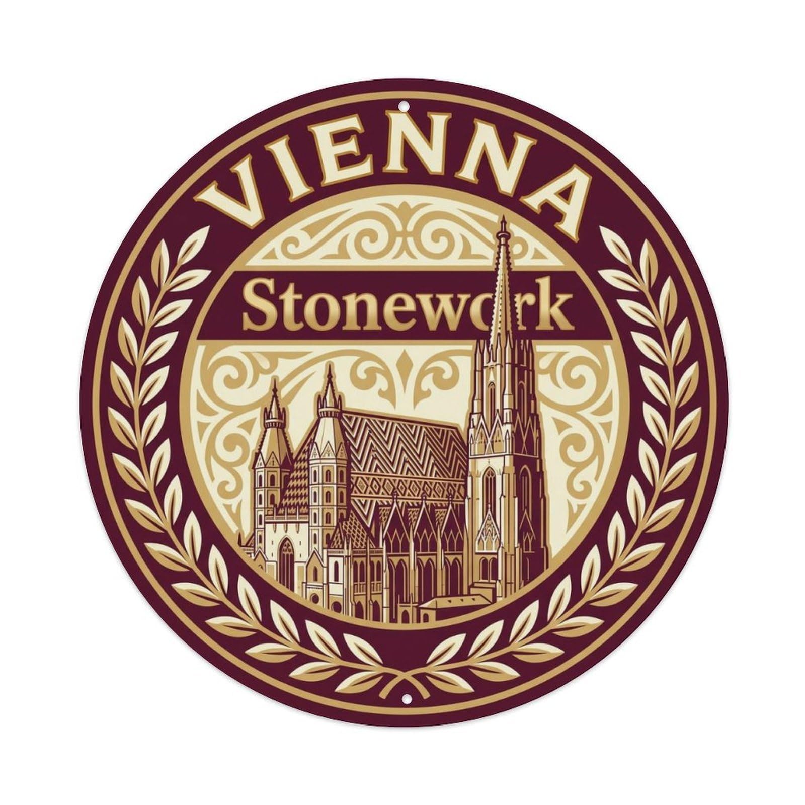 Yrnq 8X8inch Vintage Style Vintage Travel Vienna Austria Cobblestone Metal Tin Sign