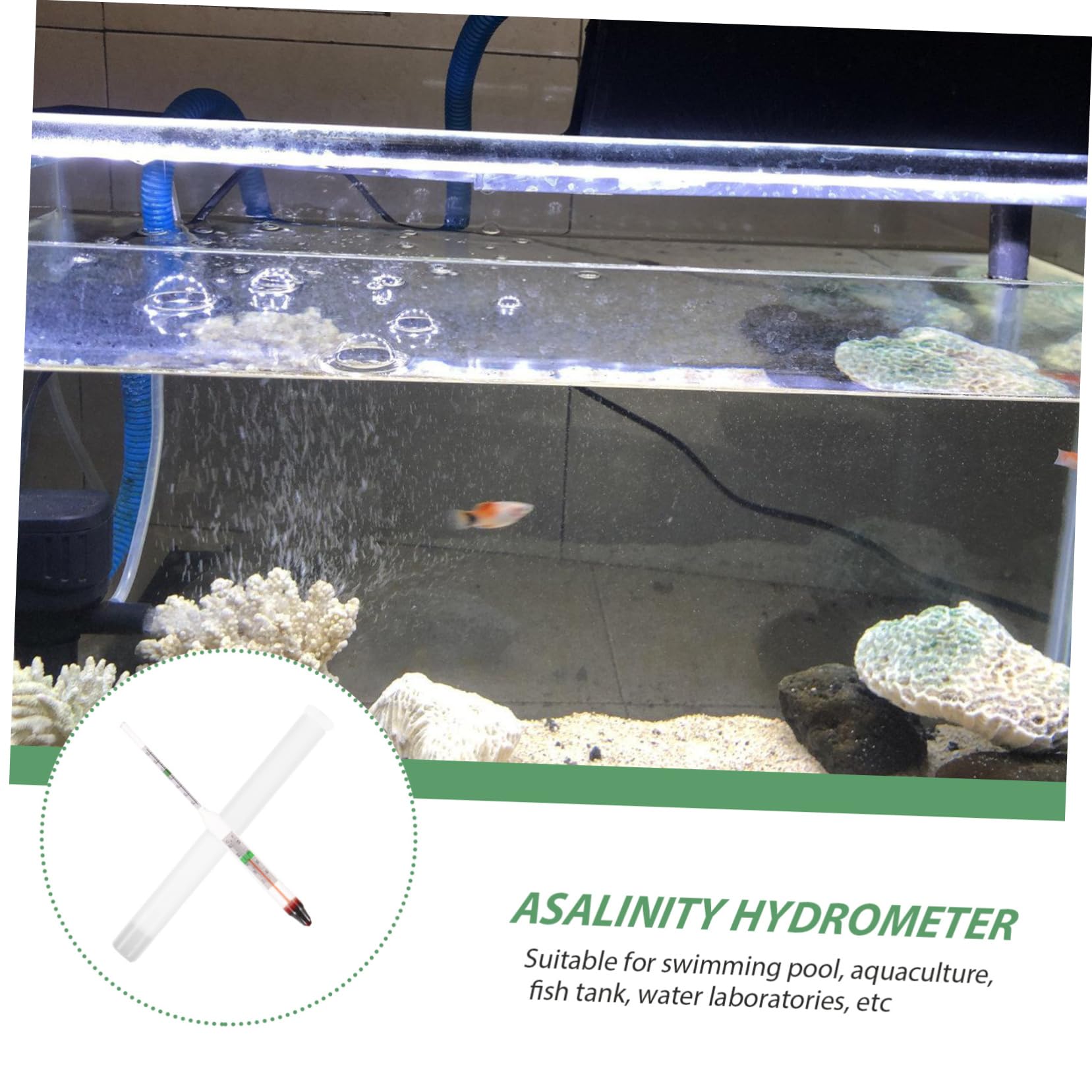 TOYANDONA 10 Juegos medidor de salinidad del Agua de mar pecera indicador Sal Marina para Acuario Largo hidrómetro Digital Peces hidrómetro de Agua Salada de precisión el plastico