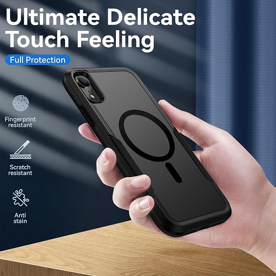 for iPhone XR Case,[Compatible with Magsafe] [Military Grade Drop Tested] Heavy Duty Dual-Layer Shockproof Tough Rugged Protective Phone Case -6.1 inch (Black)