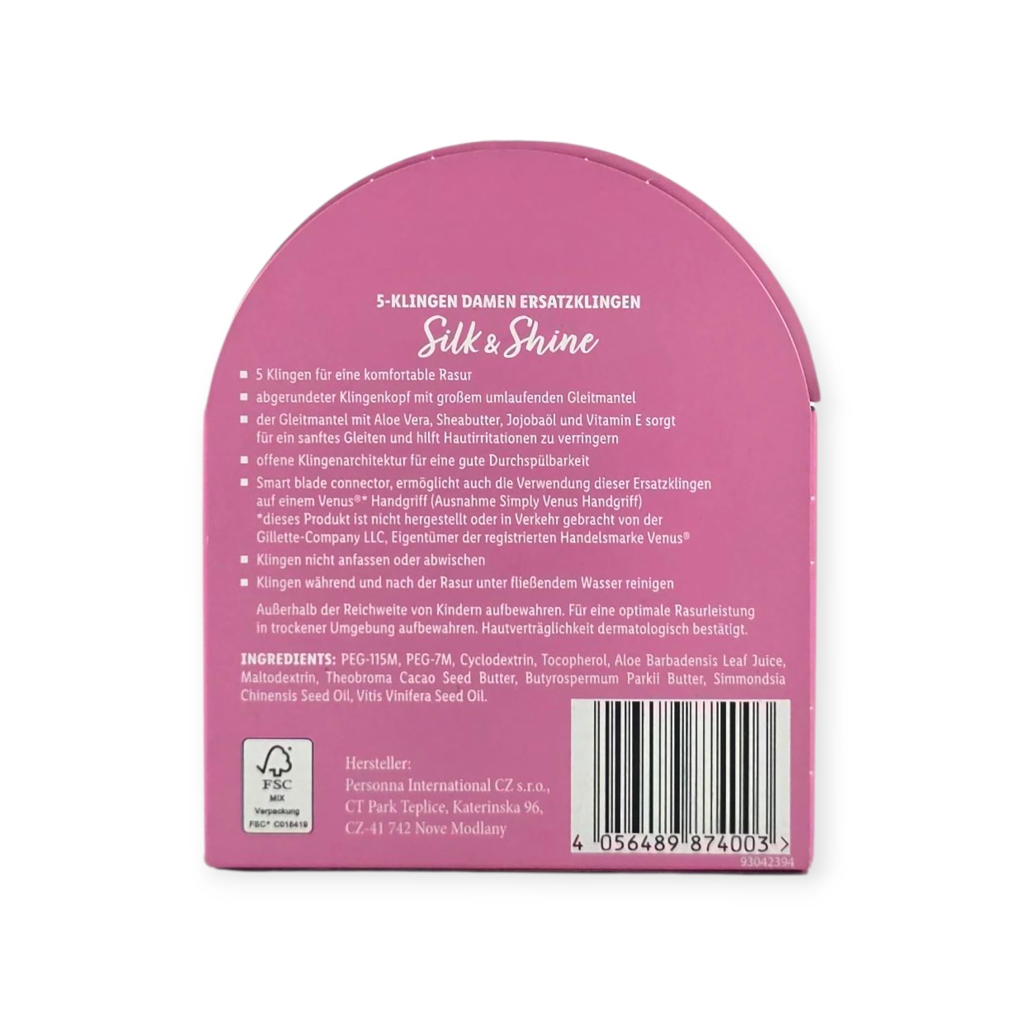 Cien Silk & Shine Damenrasierer Set,Komplettset mit 1 Griff & 6 Ersatzklingen (5-Klingen-System), mit Aloe Vera & Sheabutter für empfindliche Haut