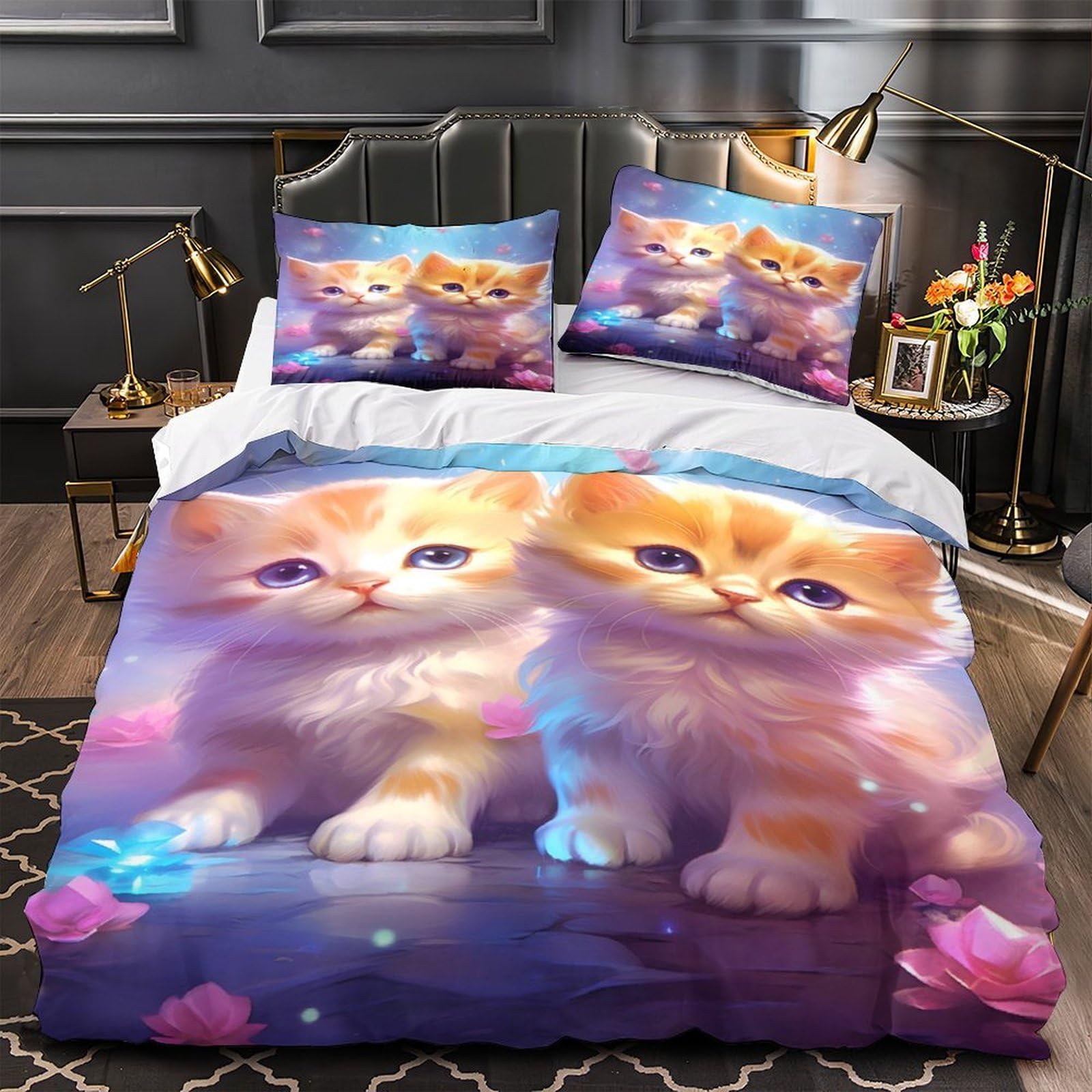 Housse de couette chat 220x240cm idéale pour chambre garçon cosy