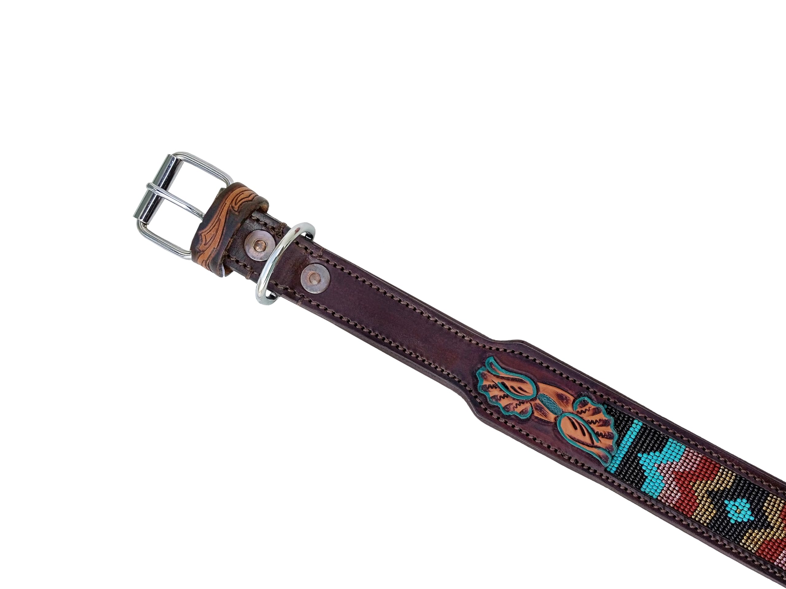 Affilare Hundehalsband aus Leder, mit Perlen, Western-Stil, strapazierfähig, gepolstert, für Komfort, 10AB035-L