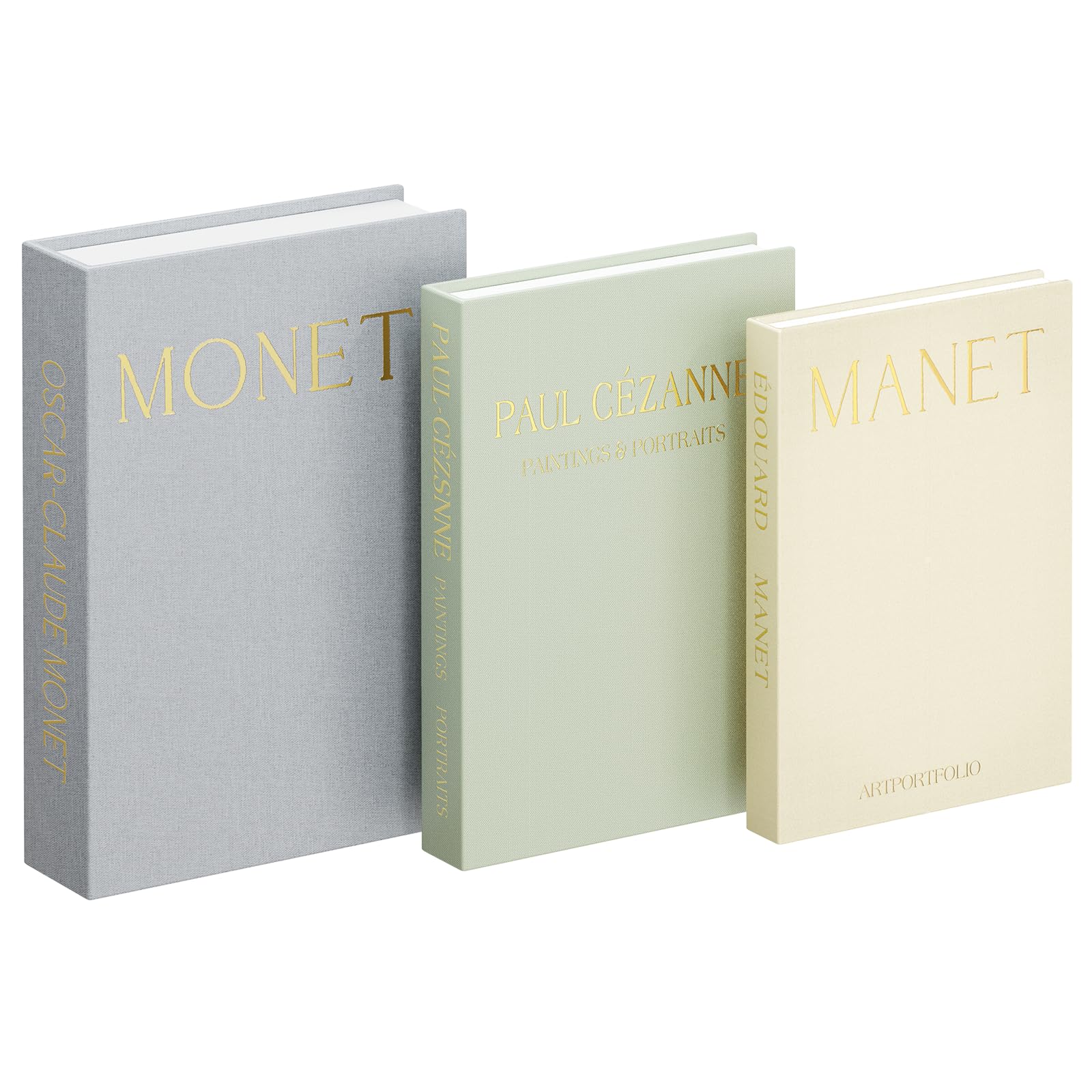3-Pack Faux Books for Home Decor,Linen Finish Decorative Storage Boxes with Magnetic Snap Ideal for Coffee Table, Bookshelf & Mantel Display, Photo Organisation & Keepsakes (Gray + Mint Green + Beige) — image 1