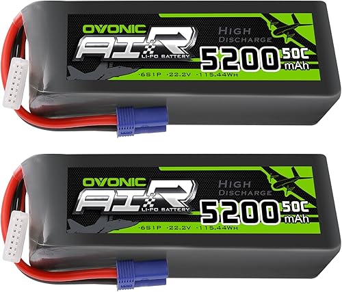 OVONIC Lipo Batería 5200mAh 50C 22.2V 6S Batería RC con conector EC5 para RC Plane DJI Quadcopter RC Avión RC Helicóptero RC Coche Camión Barco 2