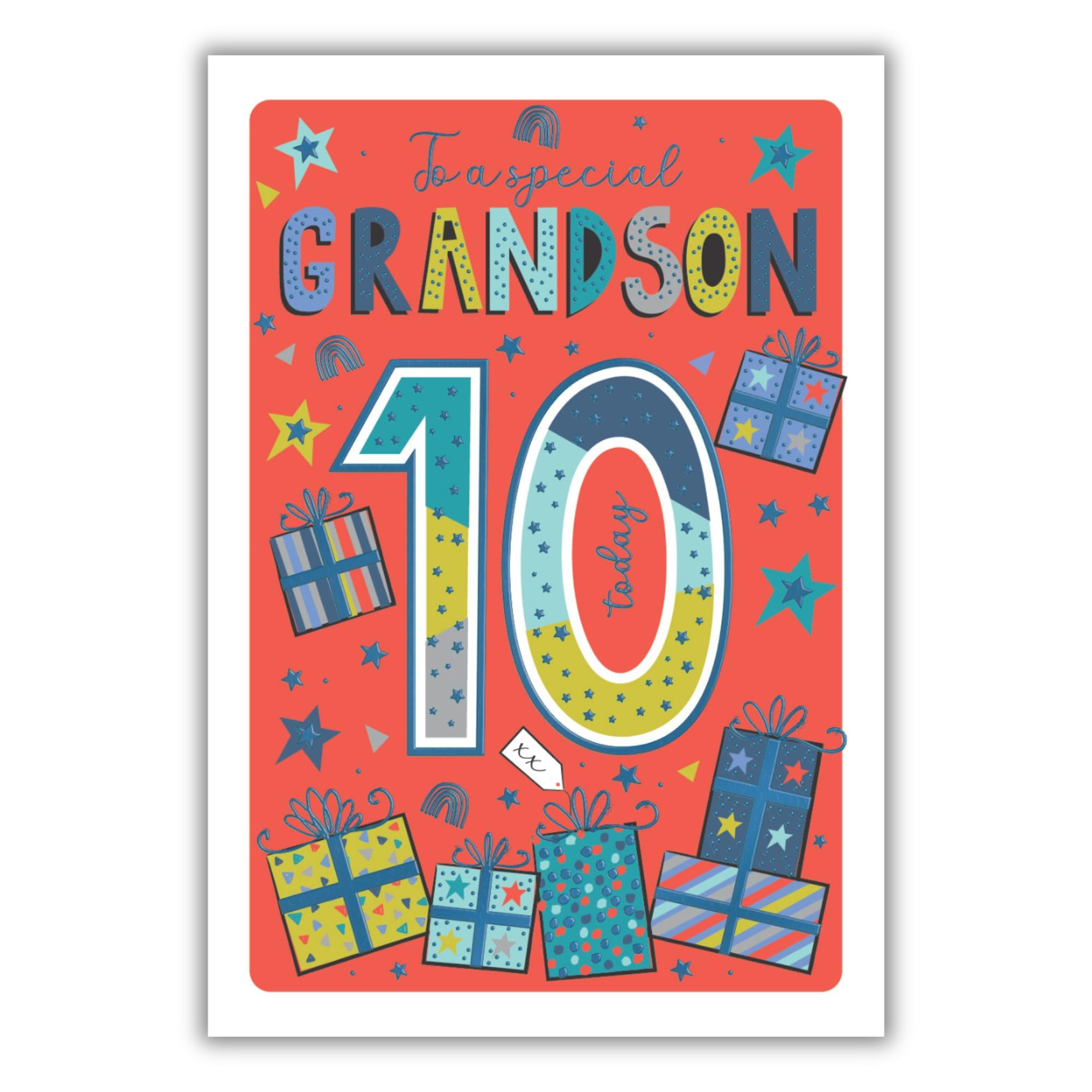 IC&G 9th Birthday Card For Son - Vibrant Star & Gift Design - Embossed Foil Finish - Age 9 Birthday Greeting Card For A Special Son - For Boys