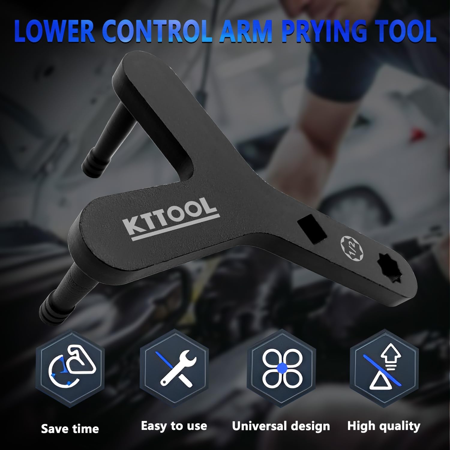 New Lower Control Arm Prying Tool, Suspension Specialty Bushing Tool, Lower Ball Joint Pry, Control Arm Tool Bushing Removal Tool Designed to Work with a 1/2" Drive Extension Breaker Bar