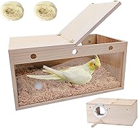 Vista 9 de Tfwadmx Caja nido de periquitos transparente para loros, cajas de cría de periquitos, cajas de cría de periquitos de madera con perca para pájaros