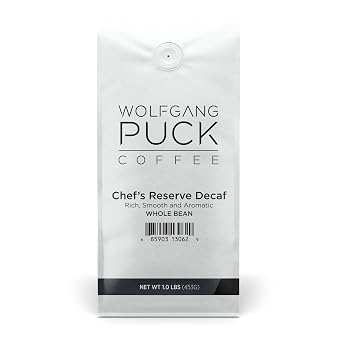 Wolfgang Puck Coffee, Chefs Reserve Decaf, Whole Bean Coffee, 1-Pound