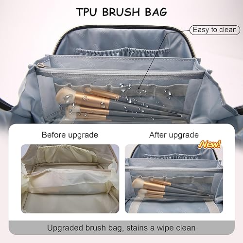 Miniatura 3 de Bolsas de maquillaje de viaje CosmTravel Bolsas de maquillaje Bolsa organizadora de cosméticos Juego de 3 bolsas de maquillaje de gran capacidad,