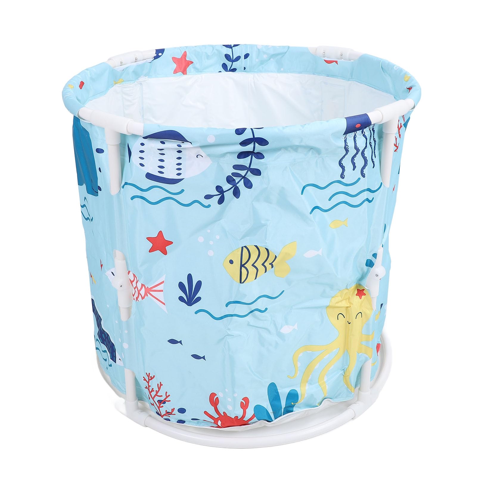 Vasca da Bagno Pieghevole in PVC con Tubo e Cuscino, per Adulti,