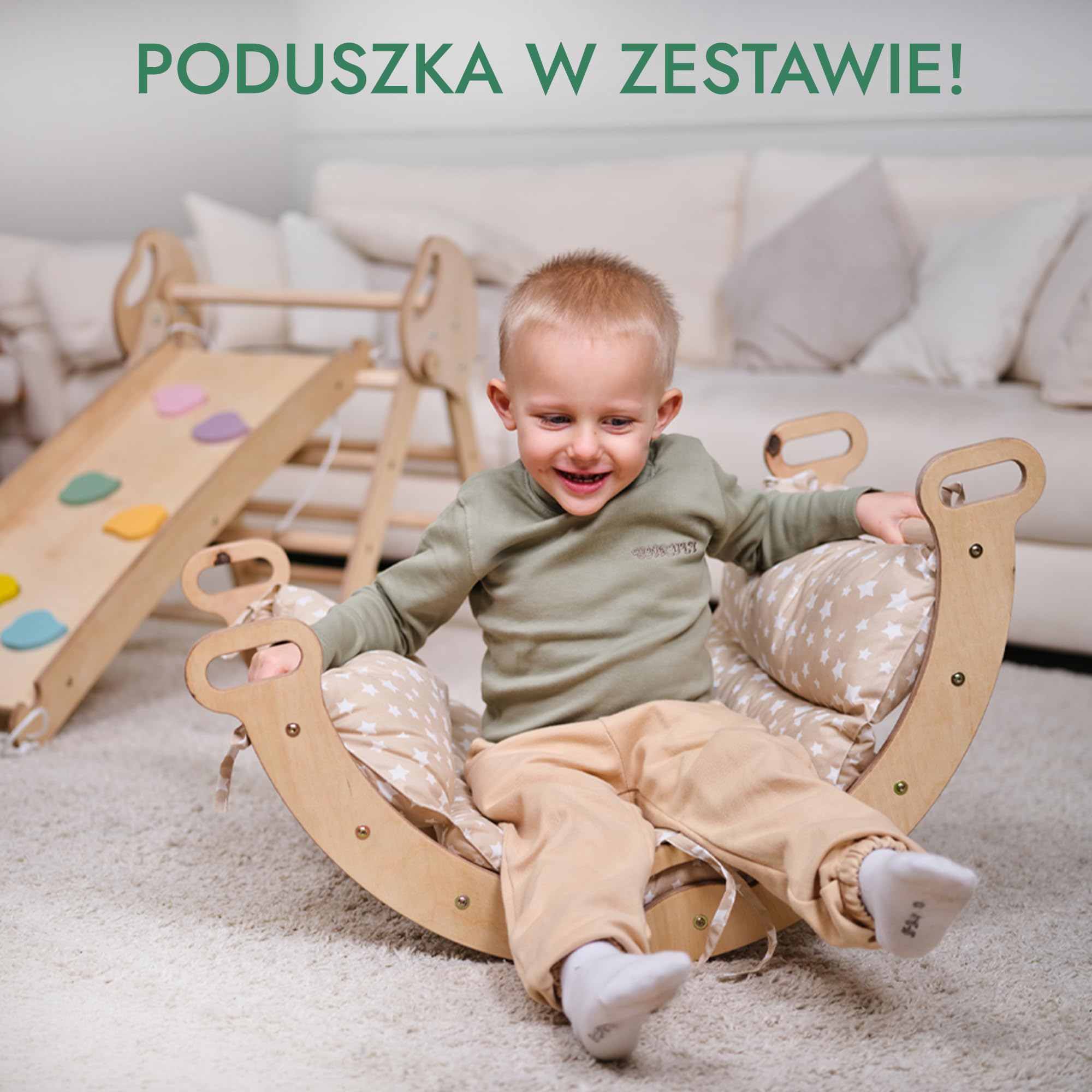 Goodevas Montessori zestaw rusztowań wspinaczkowych 5 w 1: do wnętrz, trójkąt wspinaczkowy, łuk wspinaczkowy z poduszką i zjeżdżalnią dla dzieci, plac zabaw dla dzieci w wieku 1-3 lat