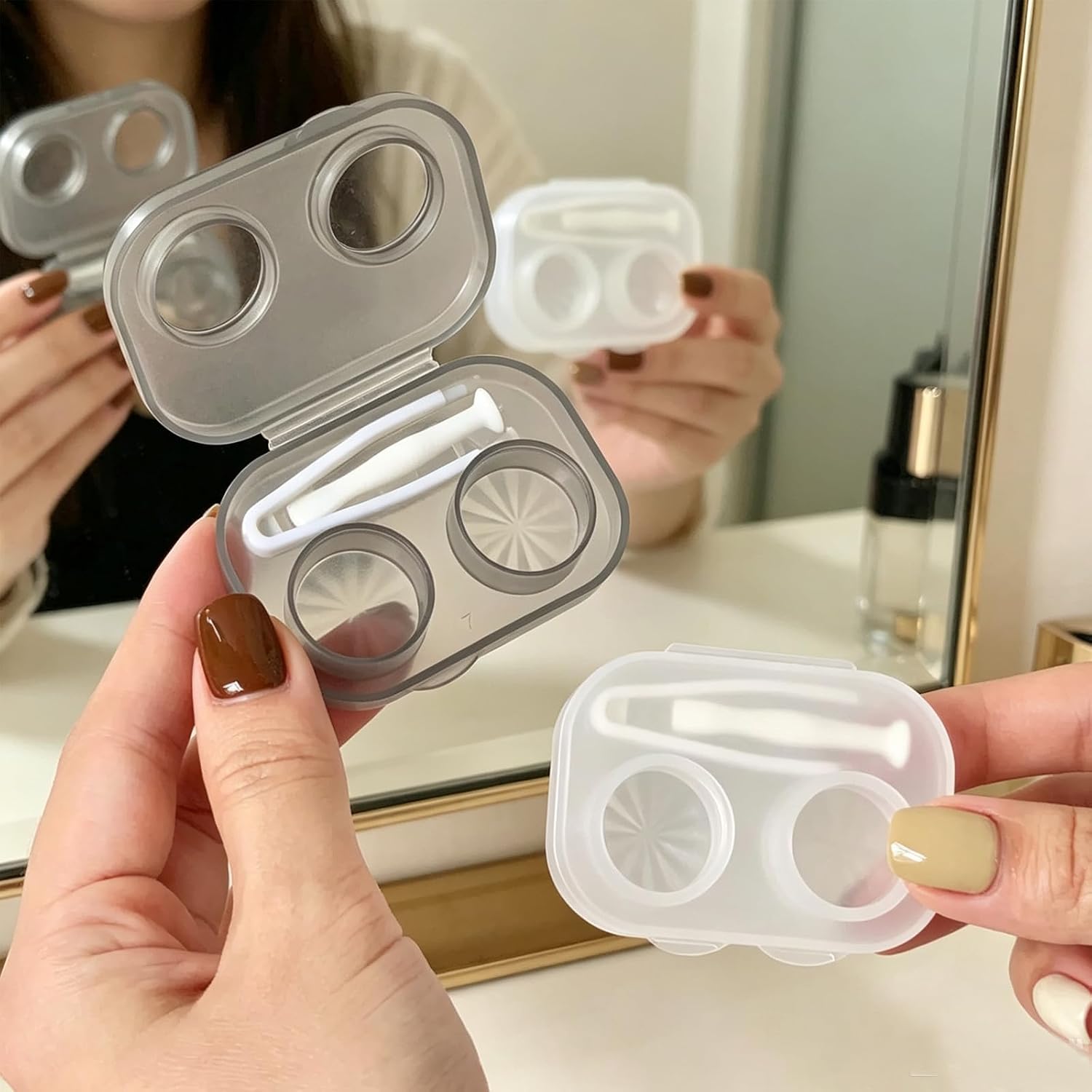 Contact Lens Case, Travel Size Flip Top Cute Contact Lenses Applicator Remover Tool Kit for Daily Outdoor (6 Pack)