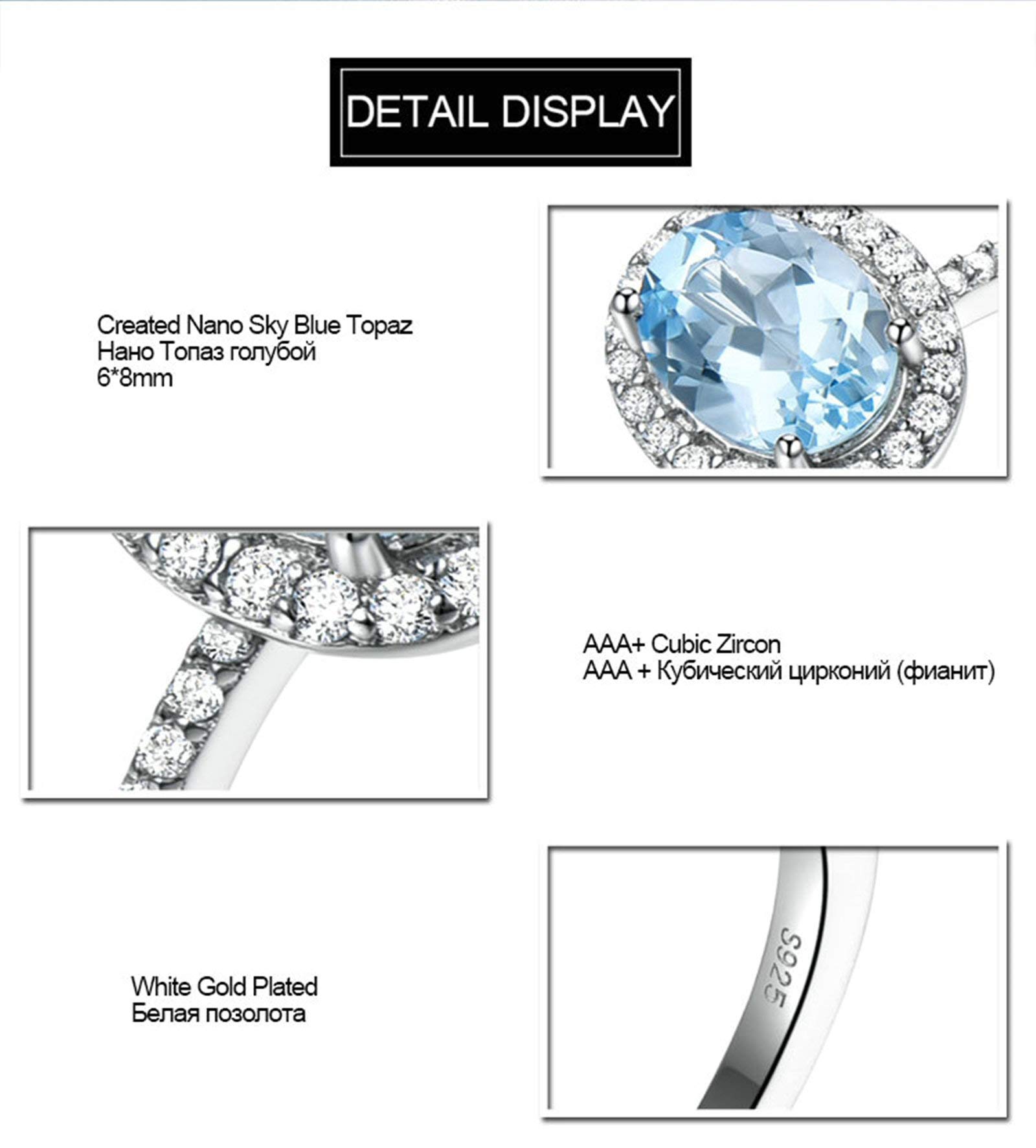 Anello Donna, Catena Donne Argento Ovel Elegante in Argento 925 Set Orecchino Collana E Anello per Donna Donna Zirconia Cubica Blu