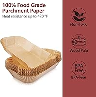 Vista 4 de 150 forros para freidora de aire para Ninja, papel desechable de 8.6 x 5.5 pulgadas, doble cesta, papel pergamino antiadherente sin blanquear