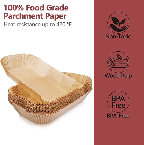 Miniatura 4 de 100 forros para freidora de aire para Ninja, 8.6 x 5.5 pulgadas, papel desechable para freidora de aire doble, papel pergamino antiadherente sin