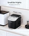 EUHOMY Machine à glace de comptoir avec poignée, 26lbs dans 24Hrs, 9 Cubes de glace prêts en 6 Mins, fabricant de glace portable auto-nettoyant avec panier et scoop, pour la maison/cuisine/camping/RV. (noir)