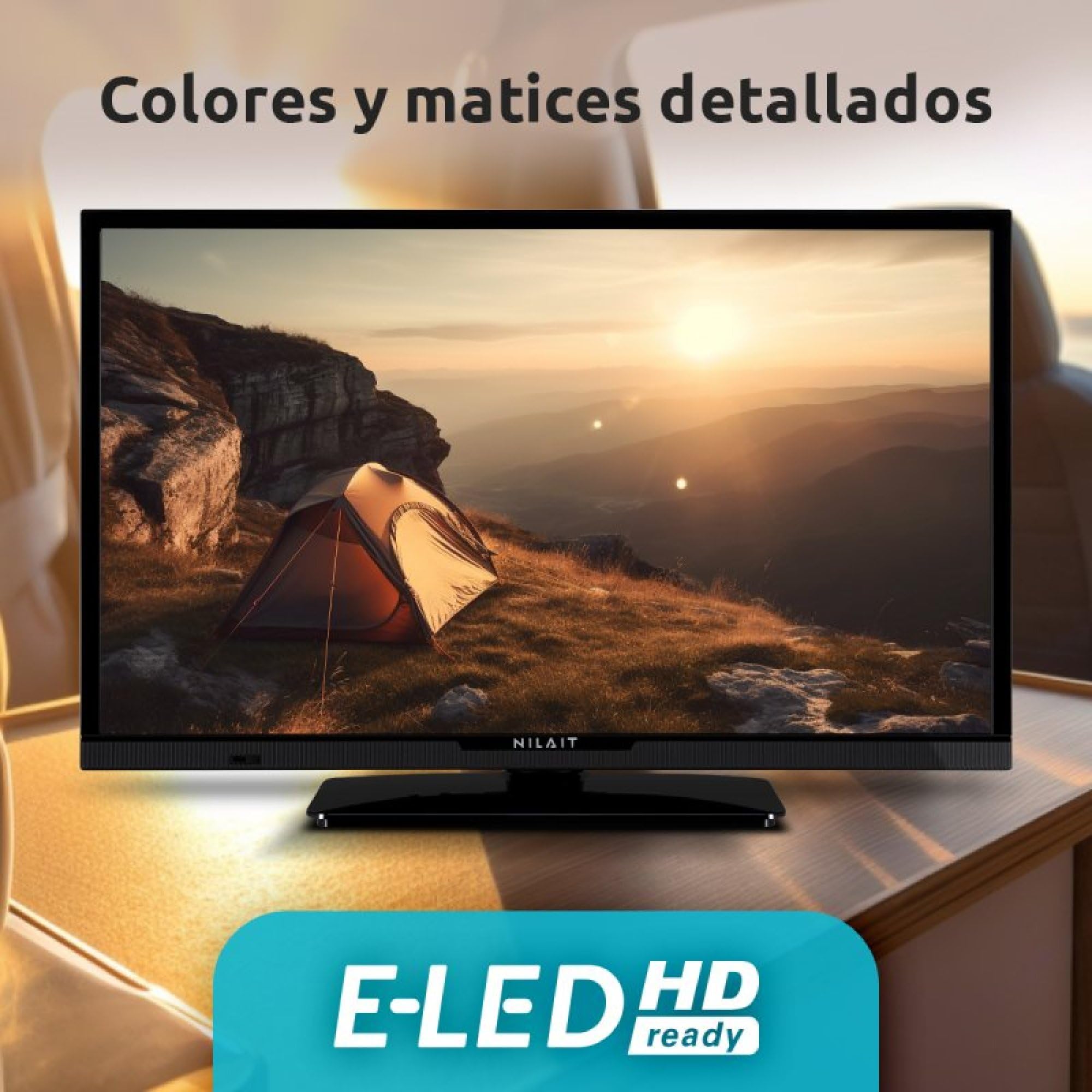 Nilait Prisma TV 24 Pulgadas HD Ready ELED, Televisor Compacto 12V Bajo Consumo, USB HDMI Grabador, Ideal Cocina Camping Autocaravana