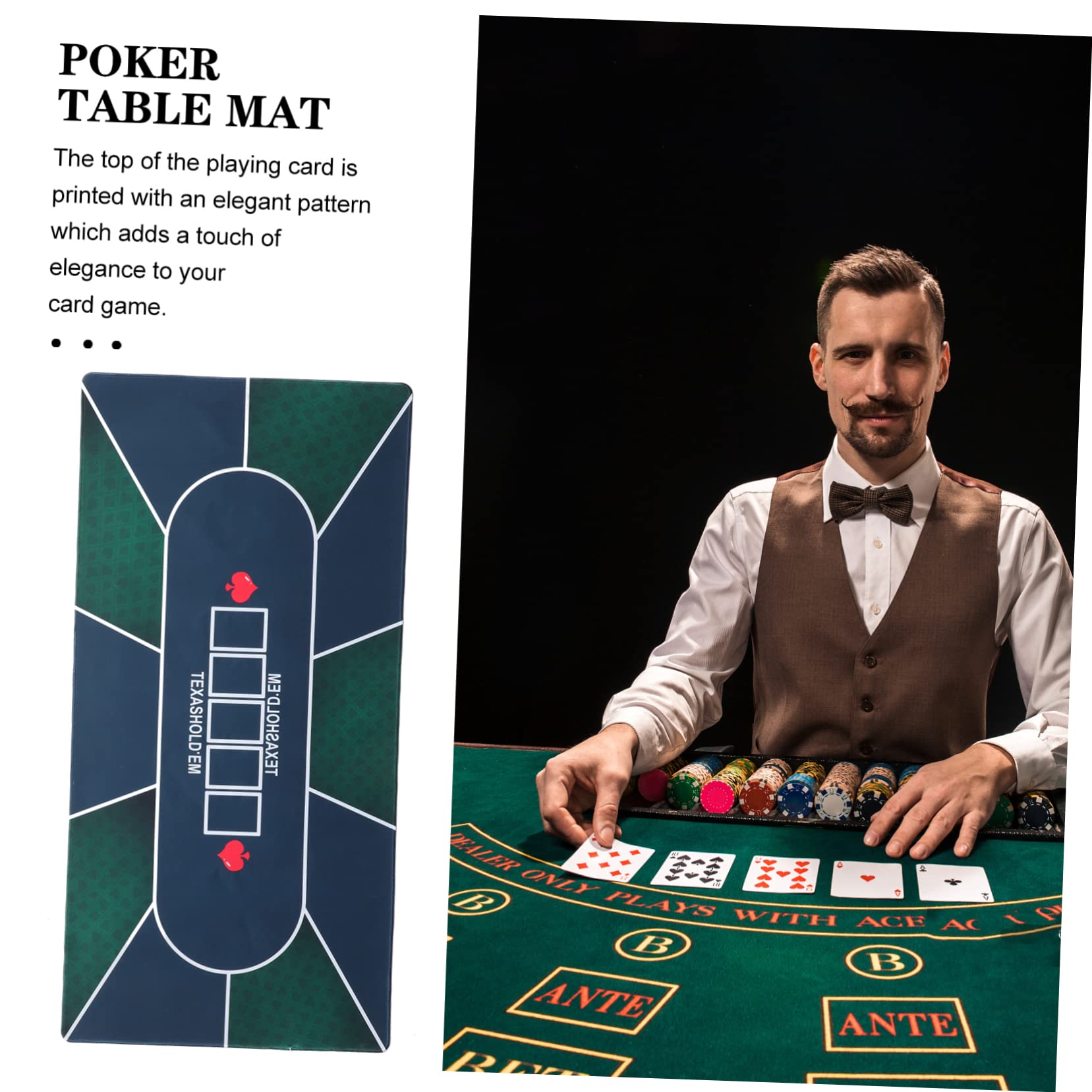 Tappeto da Gioco Carte Rettangolare in Gomma per Tavolo | Stampa Classica, Uso Tutto L’anno per Board Games, Facile da Riporre e Comodo da Trasportare