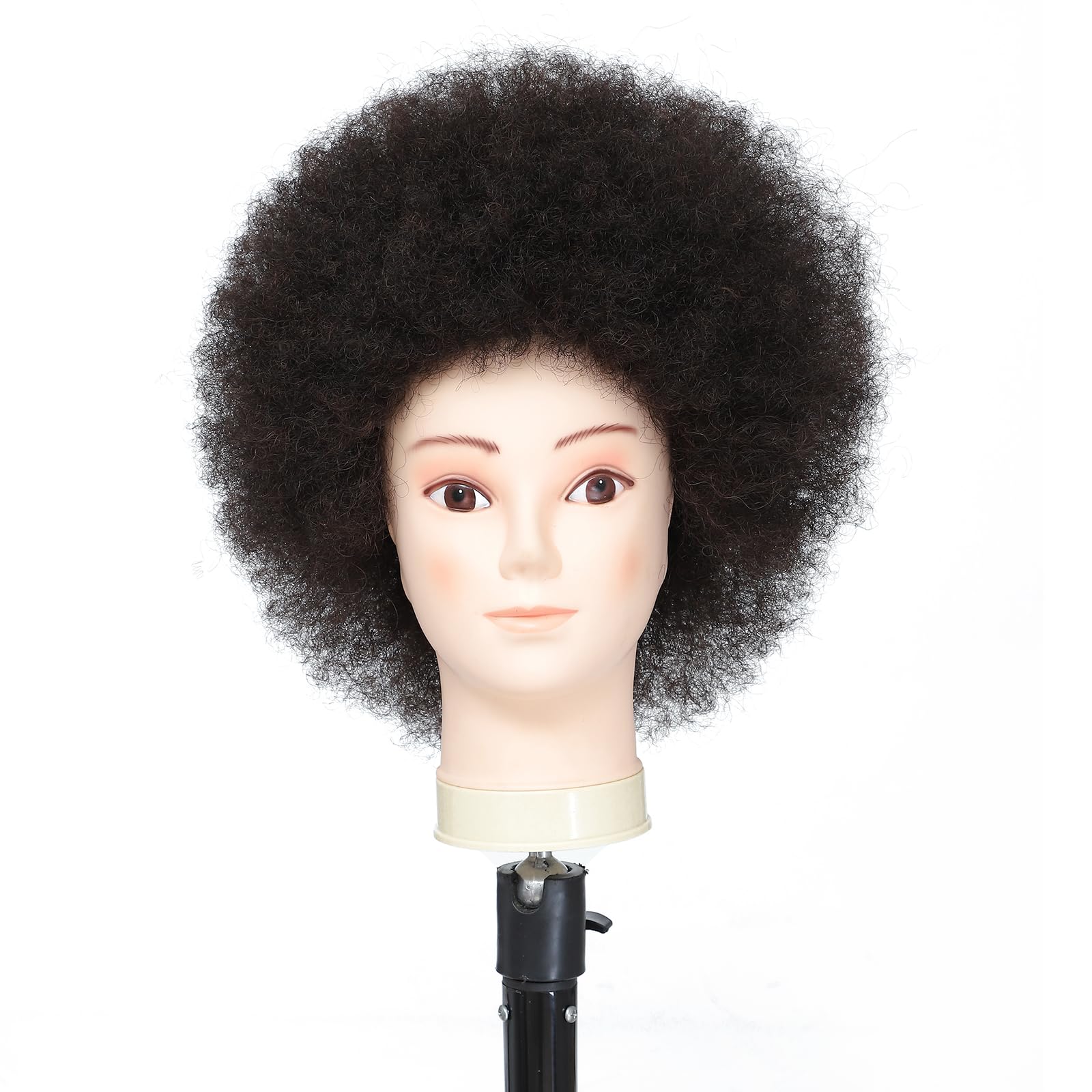 Ausbildung Kopf African American mit 100% Echthaar Schaufensterpuppe Kopf Kosmetologie Afro Haar Manikin Kopf für Praxis Styling Flechten...