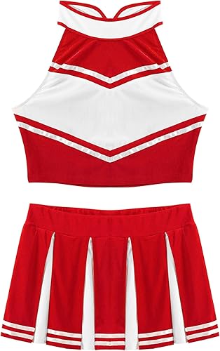 Miniatura 3 de Women Cheer Leader Costume Uniform Crop Top with Pleated Mini Skirt Cheerleading Dress Outfit
