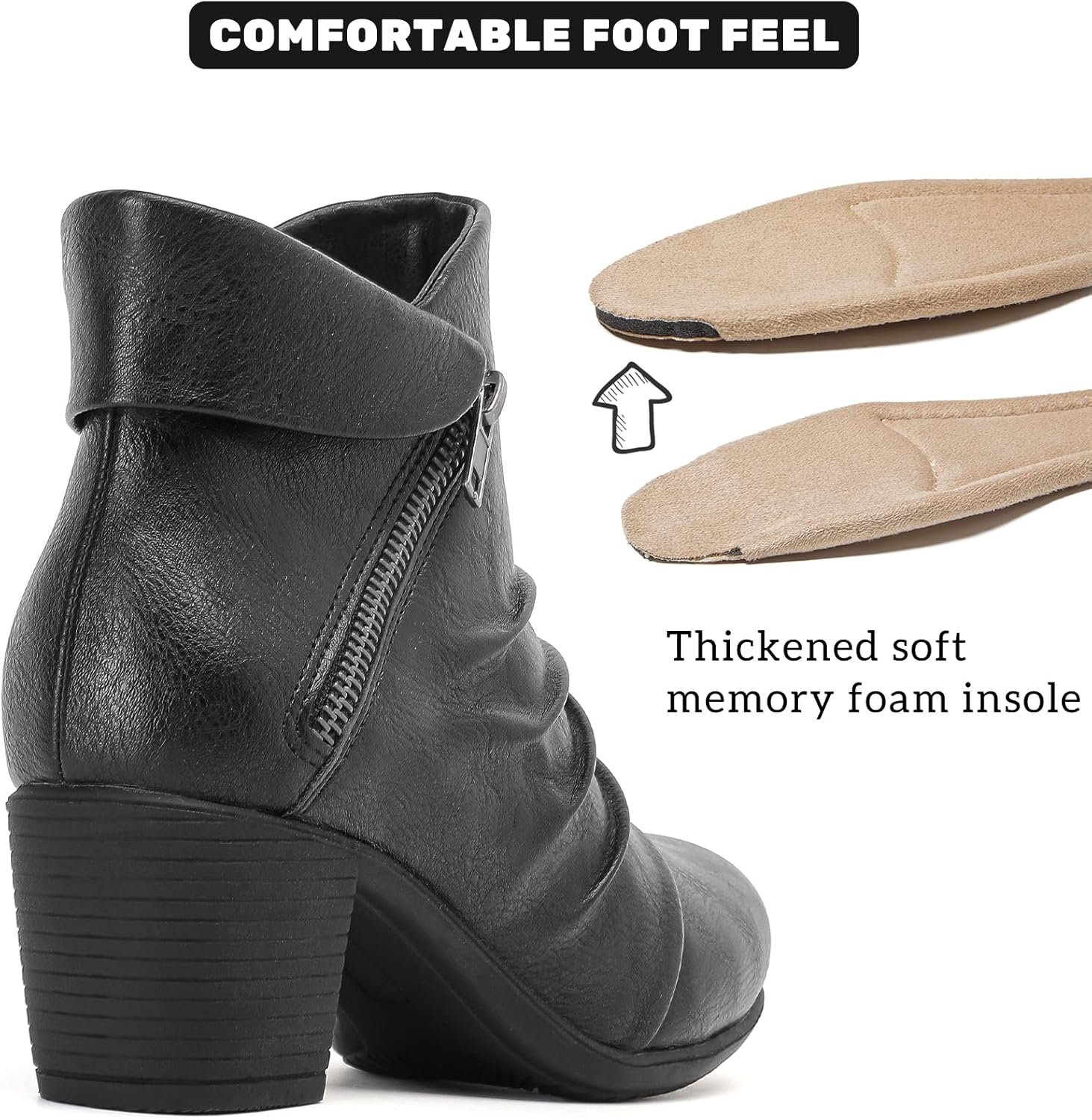 Ankle Boots for Women Chunky Heeled Booties Fashion Comfort Round Close Toe Low Mid Heel Winter Fall Ladies Short Boots. - Image 4